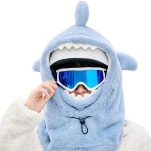 Plush Shark Ski Helmets Cover Hat Hooded Mask Pullover Hat for Outdoor Sport Women and Teens Girl Headcover Hat