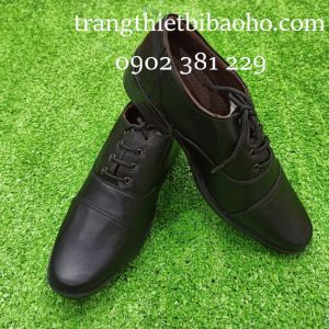 Giày da bảo vệ màu đen kiểu cột dây SIMILI - DA01