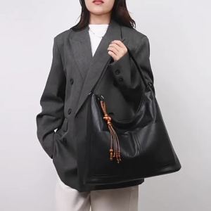 European and American retro soft PU hobo bag for women large‑capacity shoulder bag for commuting