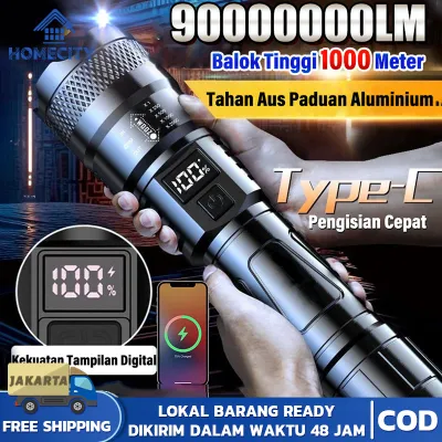 【COD】Senter Super Terang / Senter Led Jarak Jauh / Senter ST35 Sorot 90000 Lumens High Power Zoom Sorot Super Terang/senter zoom 90000 lumens/ senter super terang 90000 Lumens tahan air zoom Rechargeable senter cas Swat Police Terbaik