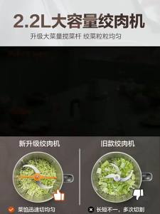 Electric Meat Grinder Kitchen Mixer Meat Grinder Chopper Electric Food Meat Grinder Meat Mincer Machine Multi-Functional Integrated Small Stir Cooking Stuffed Dumplings Genuine Goods Upgrade