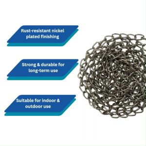 CSM 30 Meter Nickel Plated Ornamental Chain NK 1.0mm – 3.5mm Silver Metal Chain DIY Hanging Craft