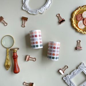 Selotip Stiker Washi Dot Bujo Scrapbook Diary Stiker Dot Roll bulat Sticker gulungan lingkaran murah lucu aesthetic dekorasi