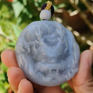 Lavender Domineering Dragon Pendant Necklace Natural Type A Jadeite with certificate included weigh 66.61 grams 53.3 * 53.1 * 13.7 mm suitable for your daily wear