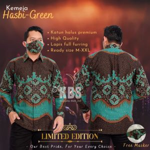 KEMEJA BATIK PRIA LENGAN PANJANG | BATIK SOLO | BAJU BATIK PRIA | HEM BATIK HASBI GREEN LAPIS FURING