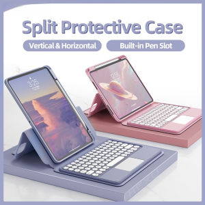 Magnetic Detachable Acrylic Transparent Case Wireless Bluetooth Touchpad Keyboard for iPad Air 11th 2025 Pro 12.9 11 10.5 9.7 iPad 10th 9th 8th 7th Gen 10.2 Air 6 5 4 3 2 iPad Mini 7 2024 6th with Pencil Holder Keyboard Case