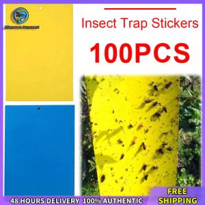 Winnereco 100 แพ็คบั๊กบอร์ดเหนียวกับดักเหนียวสองด้านสำหรับรัศมีพืชผลไม้แมลงวันสำหรับการบินแมลงเชื้อราแมลงตัวริ้น