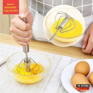 [STOK MALAYSIA] 14 INCH LARGE STAINLESS STEEL SEMI-AUTO EGG BEATER/MANUAL MIXER