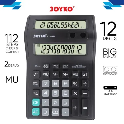 Kalkulator JOYKO CC 49 - Calculator 2 Display Layar Check Correct CC49 12 Digit