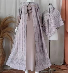 Gamis Ceruti Feni Set Hijab Etnik (gamis+hijab) / Dres Set Hijab