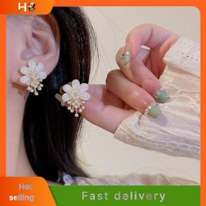 HB Fashion Flower Pearl Tassel Drop Earrings For Woman Wedding Jewelry Party Accessories