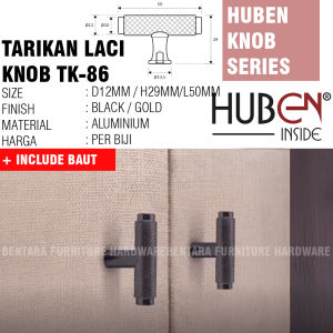 HUBEN TK-86 TARIKAN KNOB ALUMINIUM LACI MEJA LEMARI KABINET PINTU HANDLE BLACK GOLD HITAM EMAS