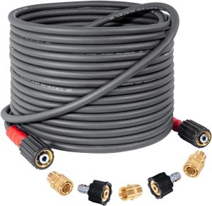 YAMATIC Super Flexible Pressure Washer Hose 1/4" Kink Resistant 3200 PSI Heavy Duty Power Washer Extension Replacement Hose With M22-14mm x 3/8" Quick Connect Kit For Gas & Electric Grey