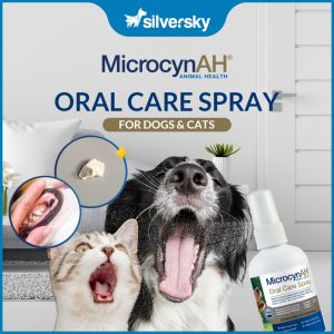 MicrocynAH Oral Care Spray for Dogs & Cats - control bad breath reduce plaque & tartar 3oz (100 ml)