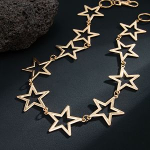 SWEET Hollow Out Star Pants Chain Geometric Five-Pointed Punk Belt Chain Goth Hip Hop Metal Waist Chain Female