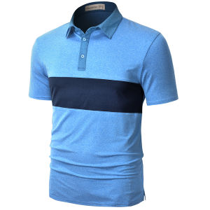 Two Tone Color Block Quick Dry Fit Golf Polo Shirts for Men Short Sleeve T-Shirts Moisture Wicking Collared T Shirt