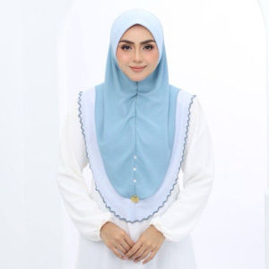 TUDUNG ZURRAH INSTANT SARUNG MANIK SULAM  AWNING SCUBA HEAVY CHIFFON IRONLESS 2 LAYER 2 TONE WARNA