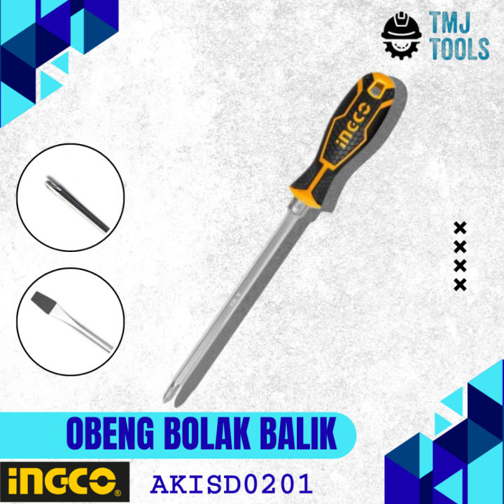 Obeng Bolak Balik 2in1 INGCO AKISD0201 Min Plus Minus PH2 SL6 2 Way ...