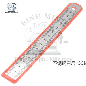 Thước kẻ SẮT DÀI 15CM có 2 mặt inch và cm rộng 2cm chia vạch mm sử dụng trong ngành may mặc