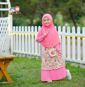 RG 65 Gamis anak Raggakids motif bunga dapatkan Tas cantik - Baju Dress muslim kaos anak perempuan usia 1 - 13 tahun