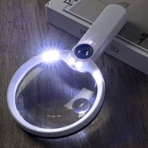 DEGRAD 5X 10X 20X Handheld Magnifying Glass Low Vision Aids Large Lens Reading Magnifying Loupe Portable White Light Illuminated Magnifier Reading Use
