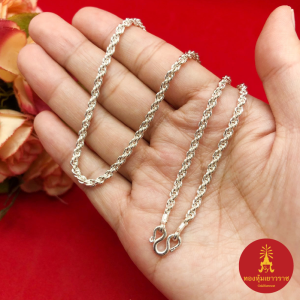 สร้อยคอเงินลายเกลียวเชือก ความยาว 20 นิ้ว งานชุบ สร้อยแฟชั่น ดีไซน์สวยงาม ทันสมัย ใช้ได้ทุกโอกาส