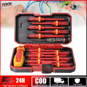 13pcs 1000V VDE Insulated Screwdriver Electrician Repair Tool Kit Magnetic Screw Driver Slotted Phillips Pozidriv Torx Cr-V Bits