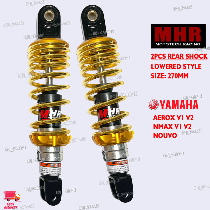 YAMAHA AEROX V1 V2 NMAX V1 V2 NOUVO MHR GOLD 2 PCS SET REAR SHOCK 270MM ...