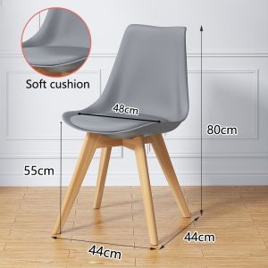 FairCraft Modern Dining Chair Plastic Chair Ergonomic Backrest Wooden Legs Minimalist Nordic Chair Comfortable Home Office Study Room Living Room Furniture
