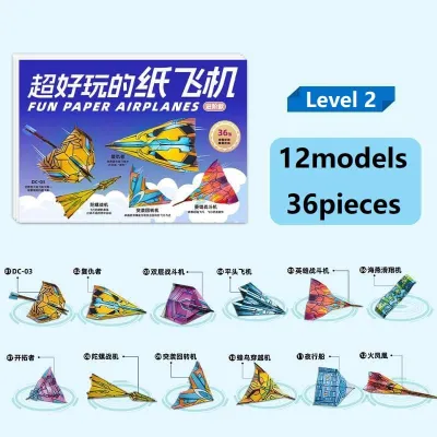 108Pcs 3D Colorful Origami Airplanes Set Creative Handmade Puzzle Paper Plane Model Kit Kid Toy Gift