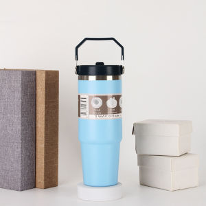 [Local Seller] 890ml Stainless Steel Thermal Cup Bottle Tumbler With Top Handle & Straw Large Capacity Vacuum Double Insulated