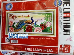 Tranh thêu chữ thập PHÚ QUÝ BÌNH AN tranh thêu chữ thập vợ chồng công 85x40cm chưa thêu 88841