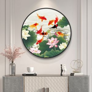 Tranh gắn đá đính kín toàn bộ Cá Chép Quanh Hoa Sen