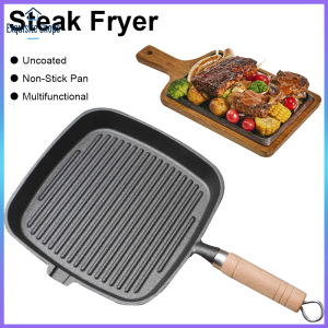 Non-stick Cast Iron Skillet Frying Pan 8-inch Compact Steak Pan for Home and Camping Use