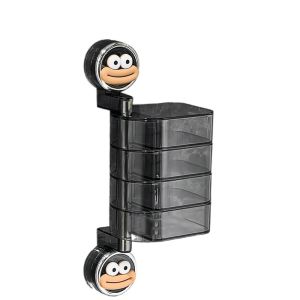 OKDEALS01 Wall Mounted Suction Cup Rotating Jewelry Box Dustproof Plastic Multilayer Jewelry Box Creative Moisture-proof Hairpin Jewelry Display Rack for Home
