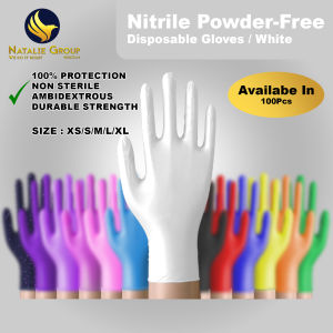 100 Pcs White Gloves Nitrile Powder-Free Disposable Safety Gloves for Spa Salon Clinic & Tattoo Use