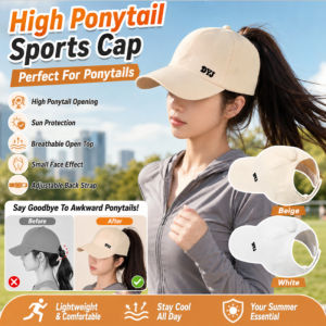 Women Ponytail Baseball Cap Summer Sun Hat UV Protection Hollow Top Breathable Sports Outdoor Cap Adjustable Lightweight