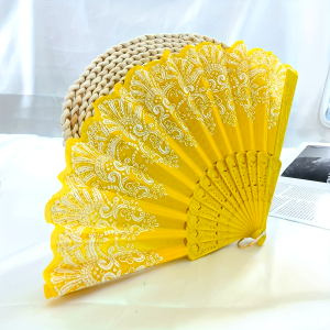 1pc Lace Embroidery Floral Folding Fan Stage Performance Decoration Folding Fan For Women