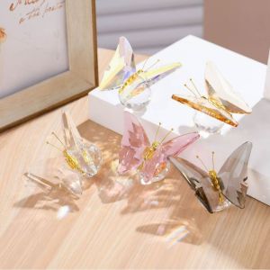 SKJK STUDIO Bướm màu sắc Tượng bướm pha lê Trong suốt Bề lấp lánh Đồ trang trí hình bướm Trang trí Thanh lịch Tượng điêu khắc bướm trong suốt Trang trí bàn làm việc