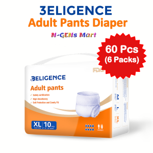 3ELIGENCE Adult Pull Up Pant Diapers (Size XL) 60 Pcs 6 Packs (Breathable High Absorbent Comfortable)
