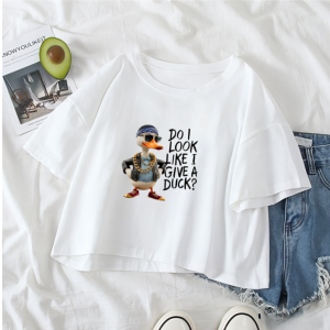 JOY Tshirt Crop Big Size Atasan Wanita Remaja Do I Look Like I Give A Duck