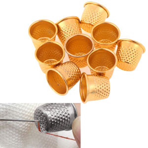 [ezrae Libun] 10Pcs Finger Thimble Sewing Grip Finger Metal Shield Protector Pin Needles