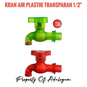 KRAN AIR PLASTIK TRANSPARAN 1/2 INCH - Kran Air Bening Baling Segi 3 Harga satuan