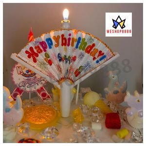 WESHOP8888 1pcs Fan Shaped Banner Birthday Candle Safe Material Unique Design Clown Pattern Candles