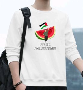 Bisa COD Sweater Trendy Kaos Pria Keren Crewneck Elegan Sweter Cowok Free Pls Palestine Baju Kasual