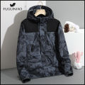 FUGUINIAO Men's Windbreaker Jacket and Autumn Hoodie Detachable Hat. 
