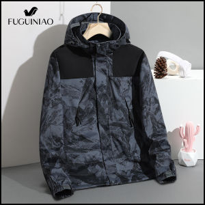 FUGUINIAO Mens Windbreaker Jacket and Autumn Hoodie Detachable Hat