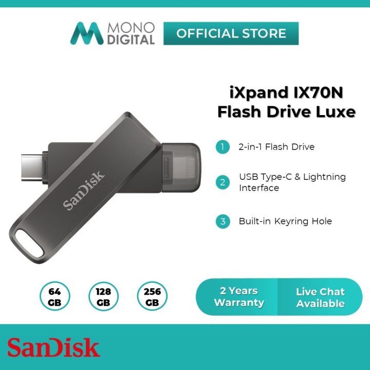 SanDisk Ixpand Flash Drive Luxe Type C & Lightning OTG USB for iPhone ...