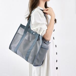 INSRUCTION69IN4 Handbag Beach Bag Quick Dry Mesh Swimming Bag Portable Large-Capacity Tote Bag Travel