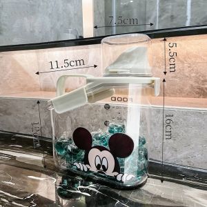 TI9P Kín khí Hộp đựng chất tẩy rửa Với nhãn dán hoạt hình Trong suốt Hộp đựng bột giặt Bền Nhựa Hộp đựng đồ giặt Phụ kiện phòng giặt